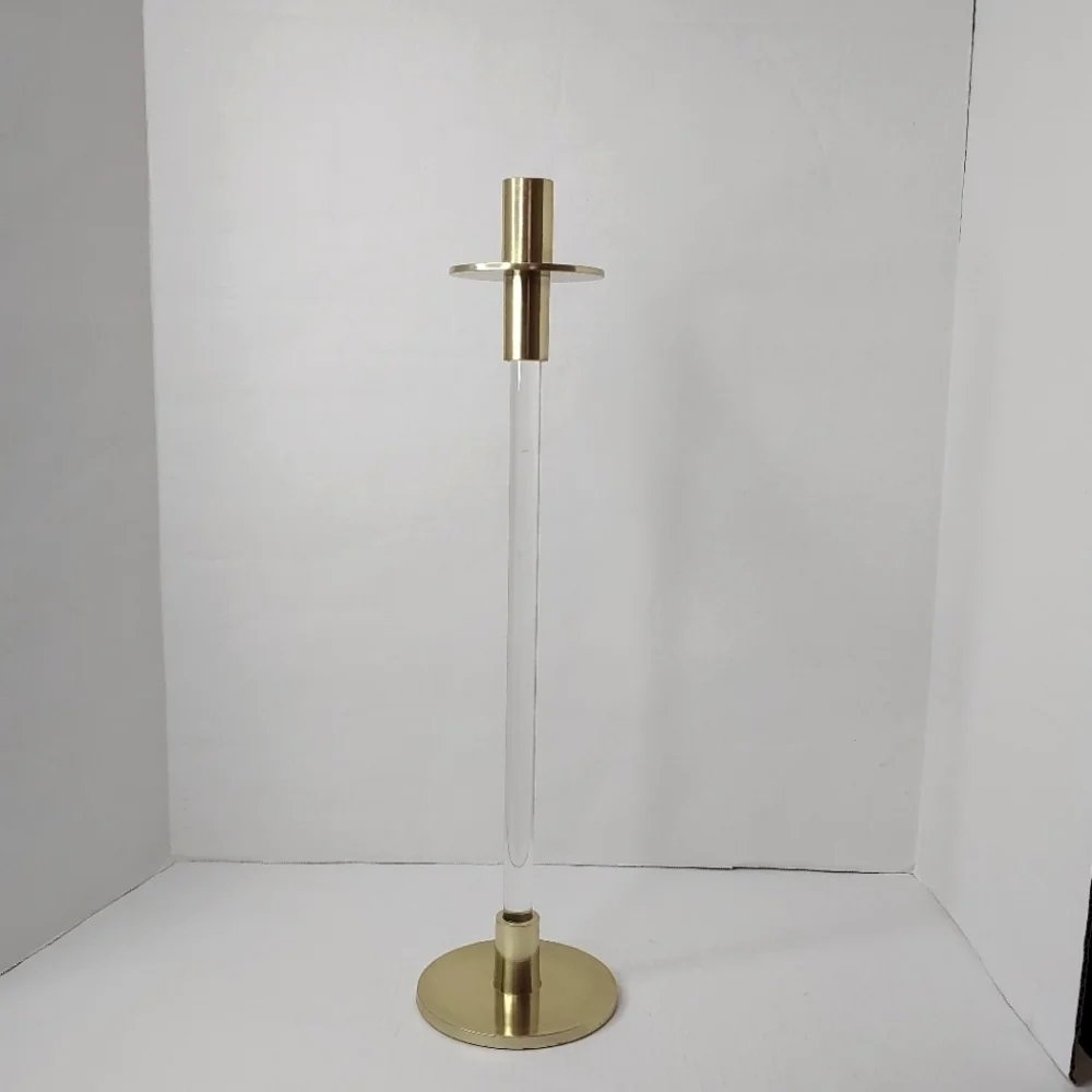 Creative Co-op tall acrylic/gold taper candle holder.